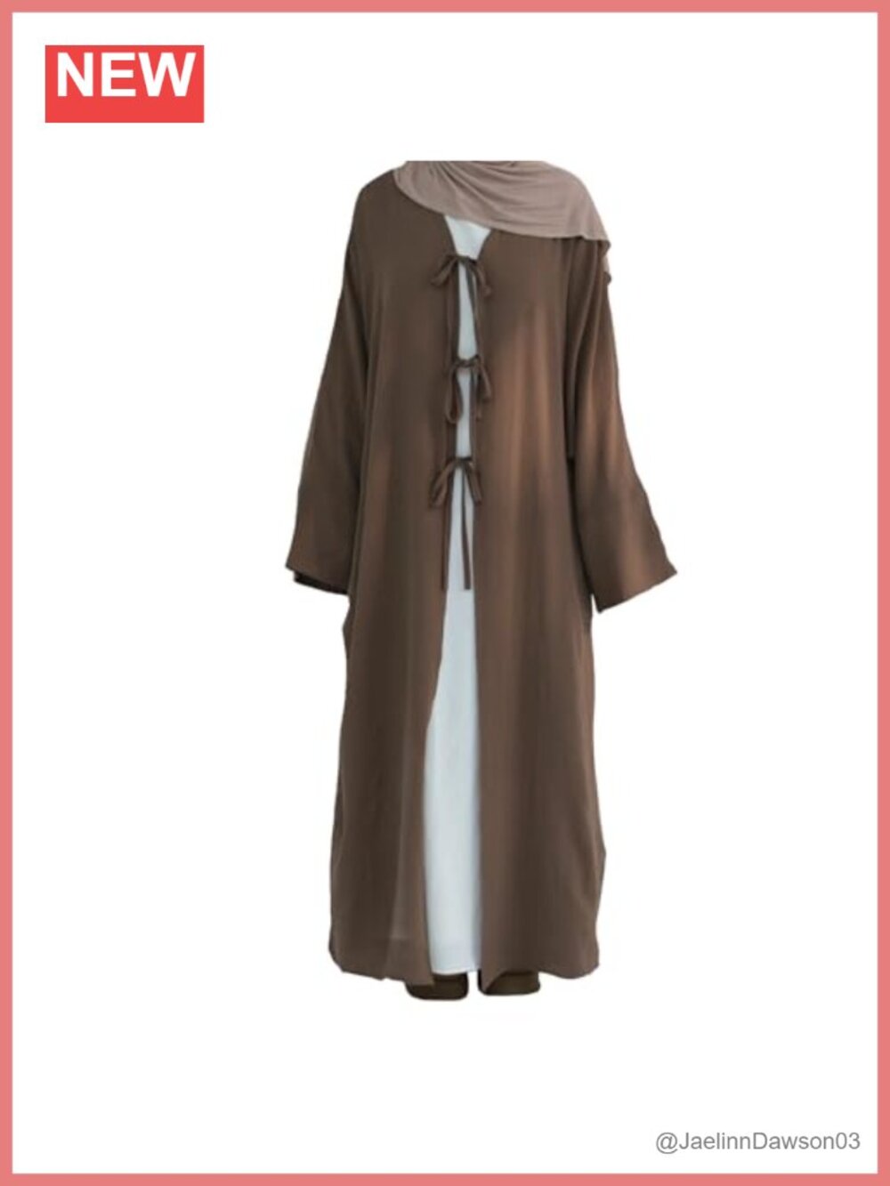 Hanimeli Boutique Crinkled Crepe Abaya Dress Front Bow Ties Modest Wear